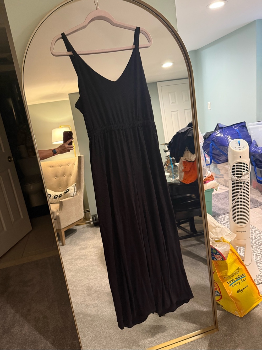 LOFT Black Sleeveless Maxi Jumpsuit with V-Neck, Open-Tie Back. XL. Beach. NWT.